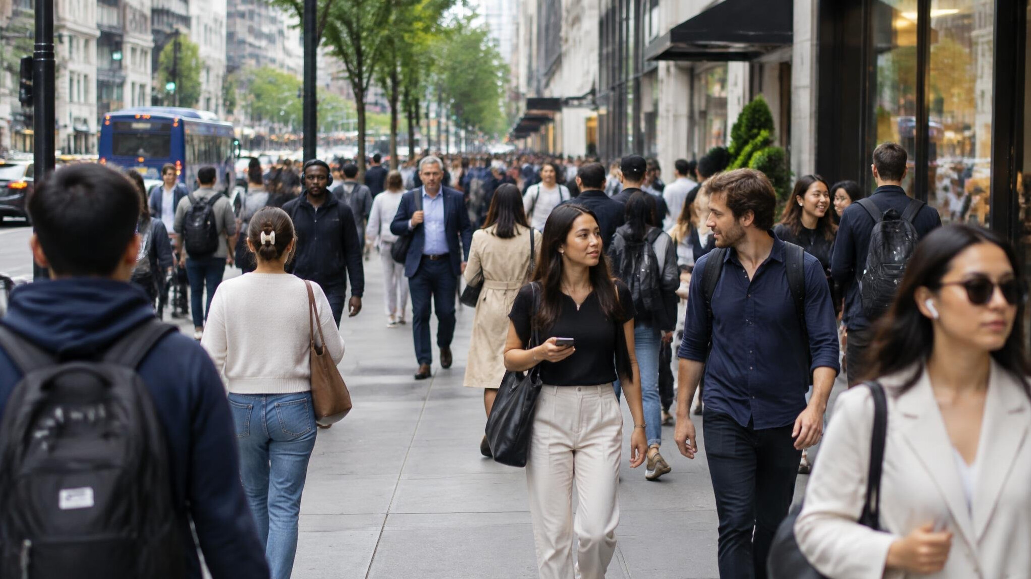 people walking on busy street