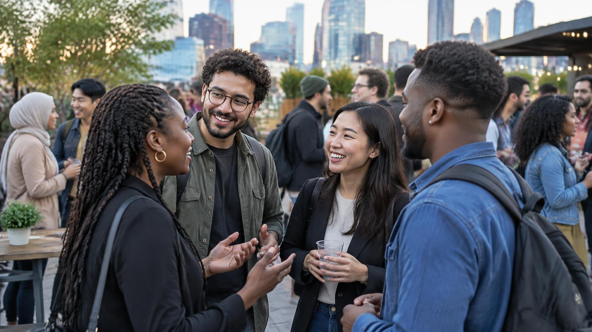 diverse people at social event