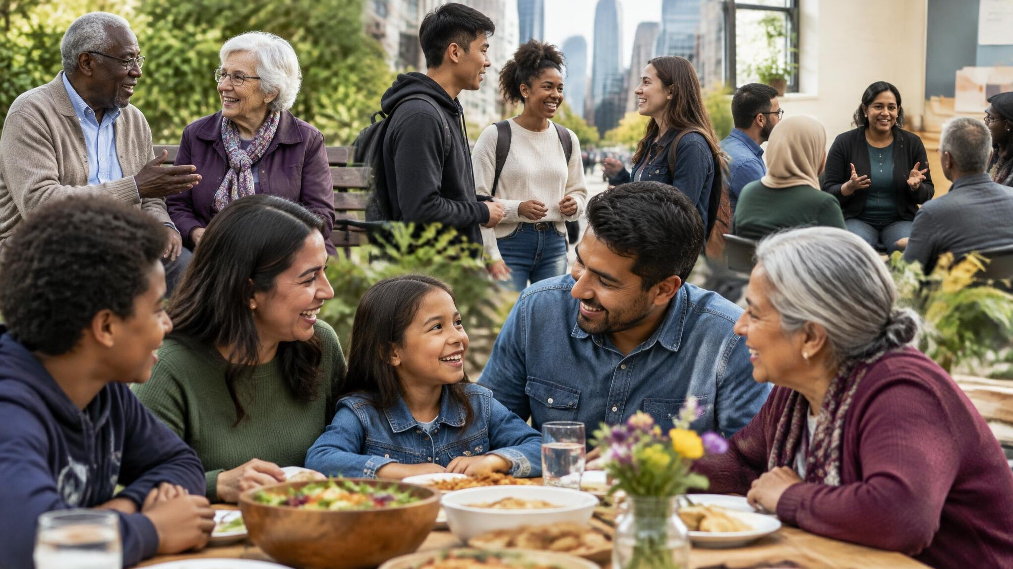 diverse family gathering