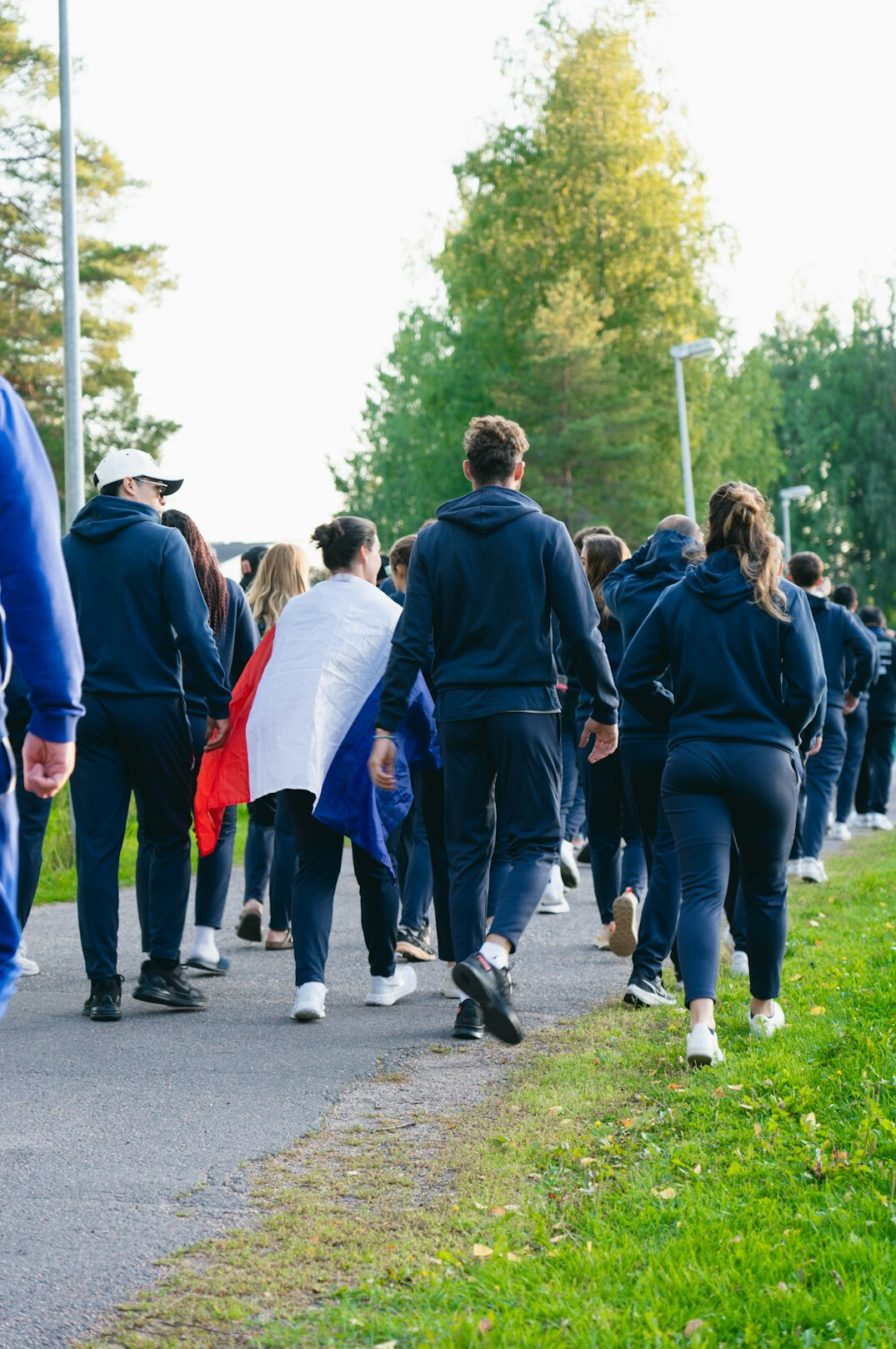diverse crowd walking
