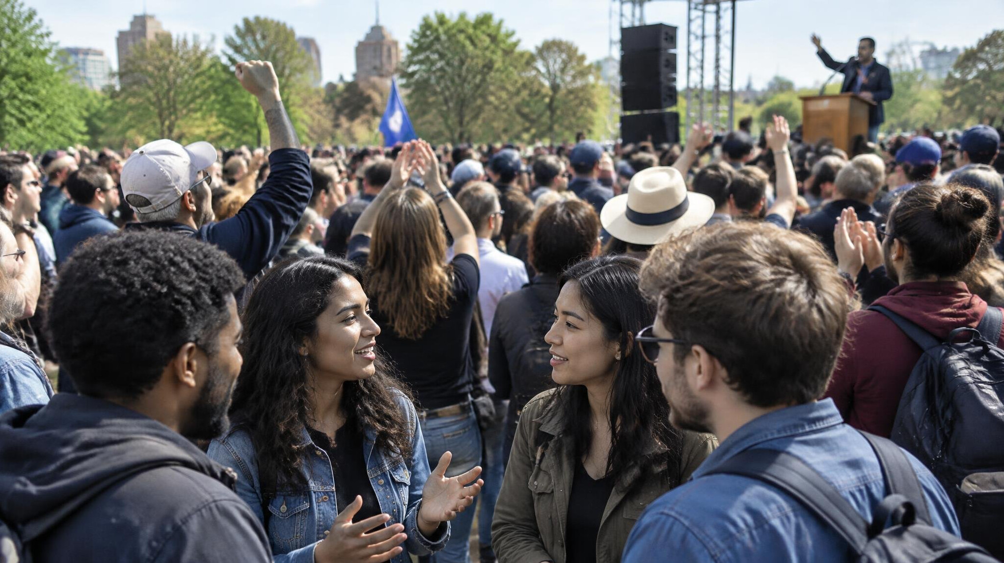 people at public rally